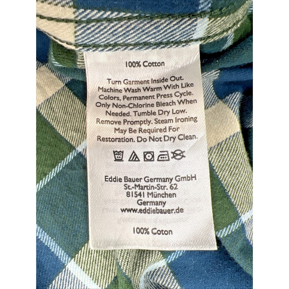 Eddie Bauer Field Flannel Shirt NWT Medium Blue Plaid Gorpcore 100% Cotton - Picture 7 of 11